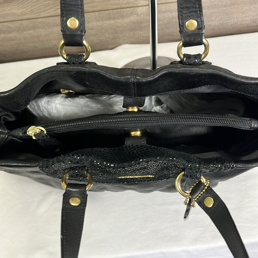 Coach Black Leather Satchel with Gold Hardware - Picture 9 of 13